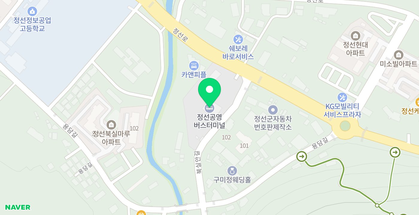 정선시외버스터미널 위치 지도