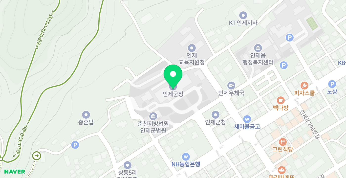인제군청 무인민원발급기 위치 지도
