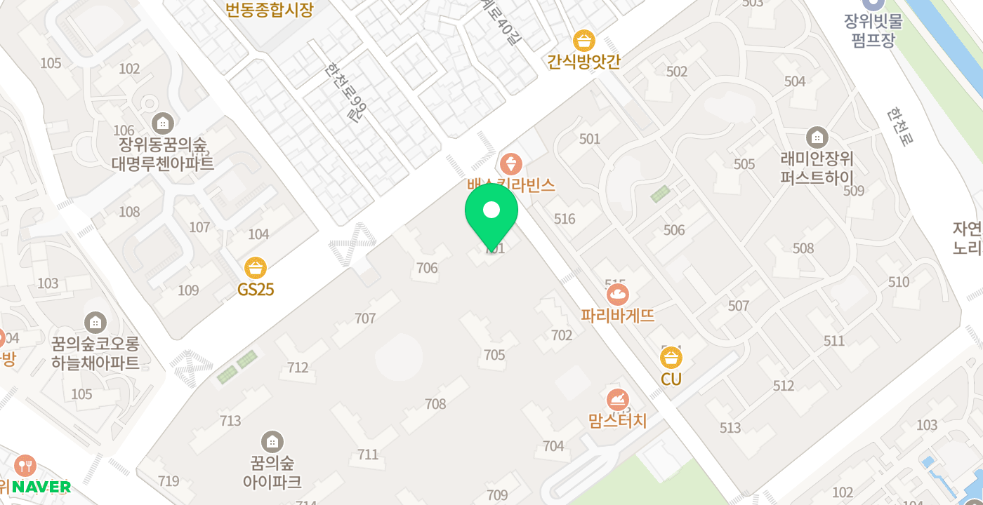 자원봉사센터 1층(꿈의숲아이파크 716동) 위치 지도