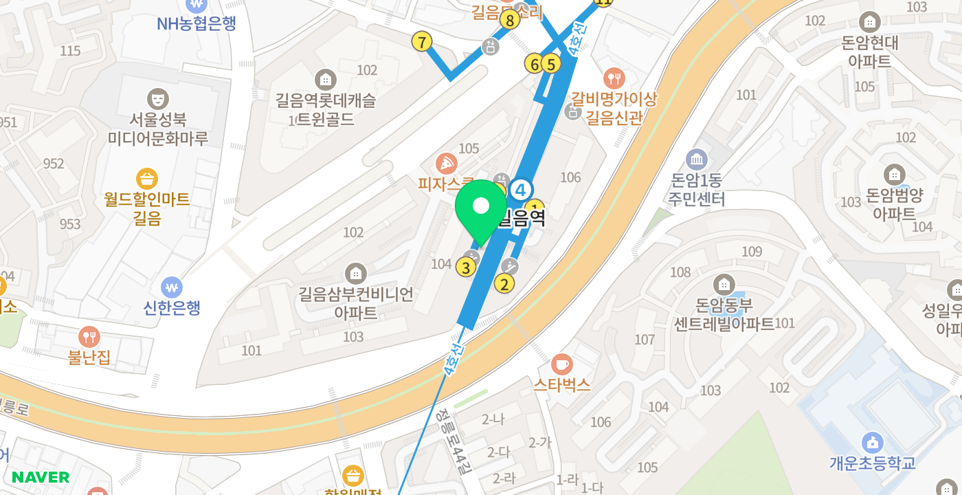 길음역 위치 지도