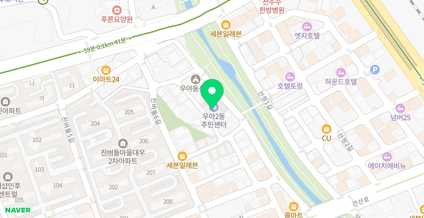 우아2동 위치 지도