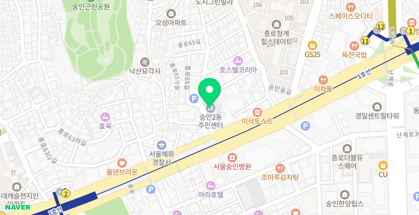 숭인2동 주민센터 위치 지도